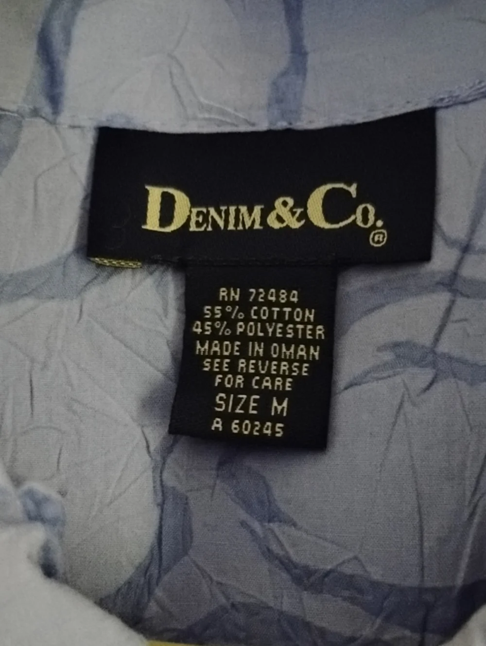 Denim&Co Light Blue Floral Button-Down Blouse with Coordinating Tank Top Medium